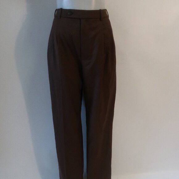 Womens Ronny Kobo Brown (Item- 76) Polyester Wool Blend Pleated Dress Pants 4 - Picture 2 of 14